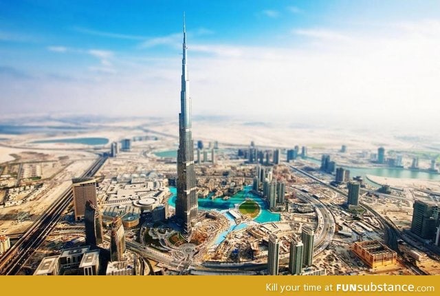 Amazing tilt shift (miniature photography) photo of Dubai