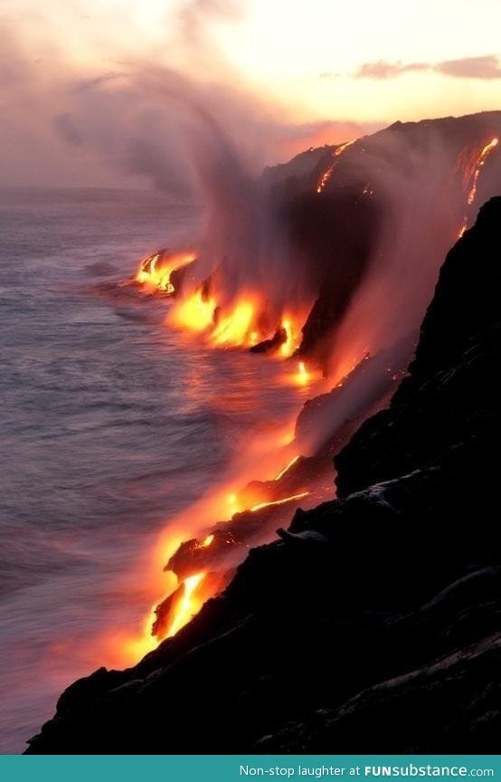 When lava meets water: totall badass!