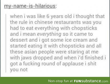 Eating Ice Cream With Chopsticks