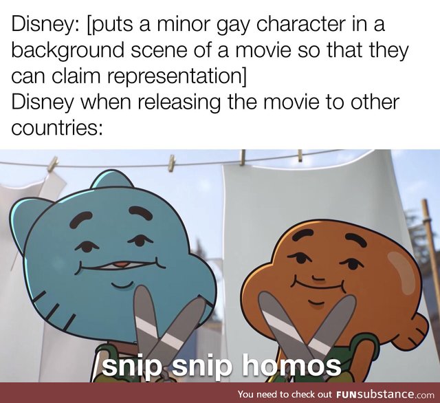 “A GAY character? Why, whatever do you mean? There was never a gay character in this