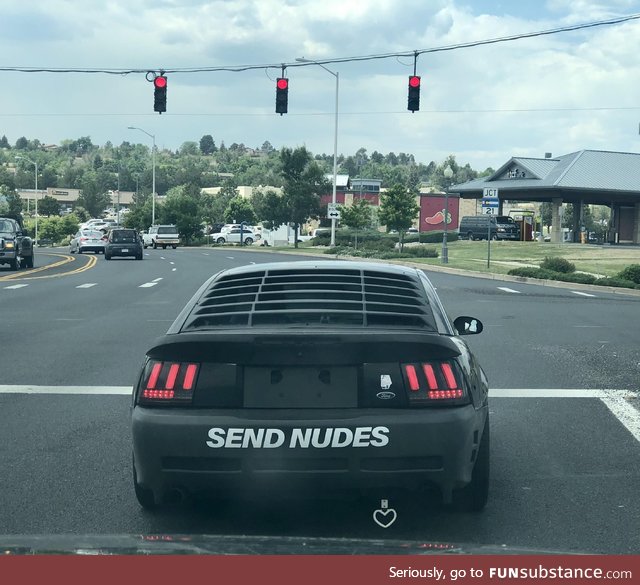 The SEND NUDES says, “perv”, but the heart muffler says, “hopeless romantic”