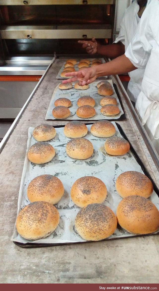 Showing restaurant staff my new recipe for buns #2