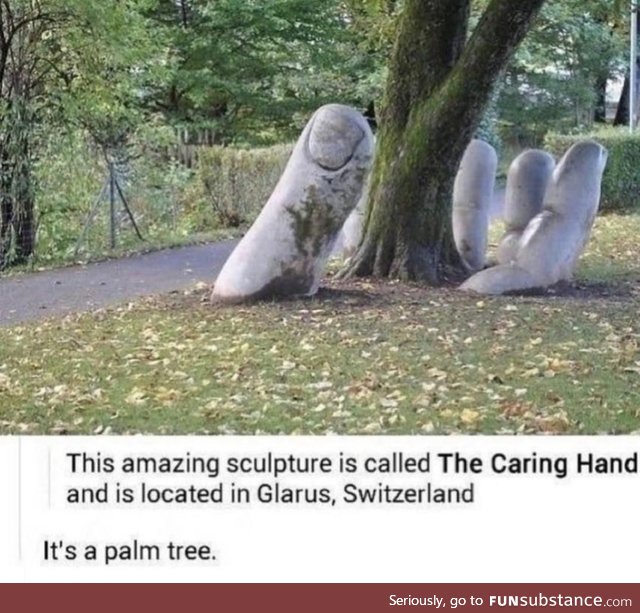Get it? Because the tree... Is in his palm. Haha