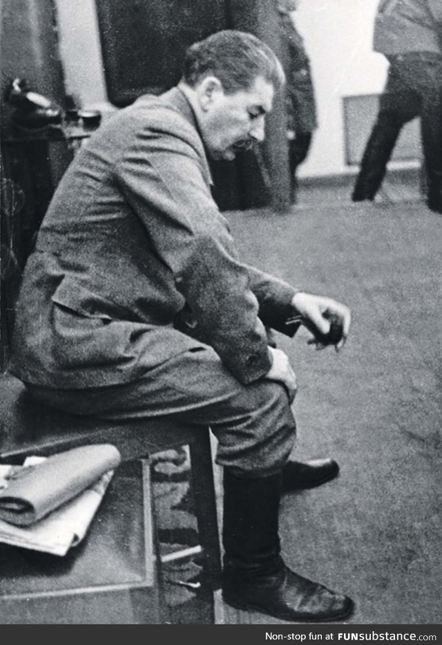 Illegal Photo of Stalin Finding out the Nazis took Kyiv