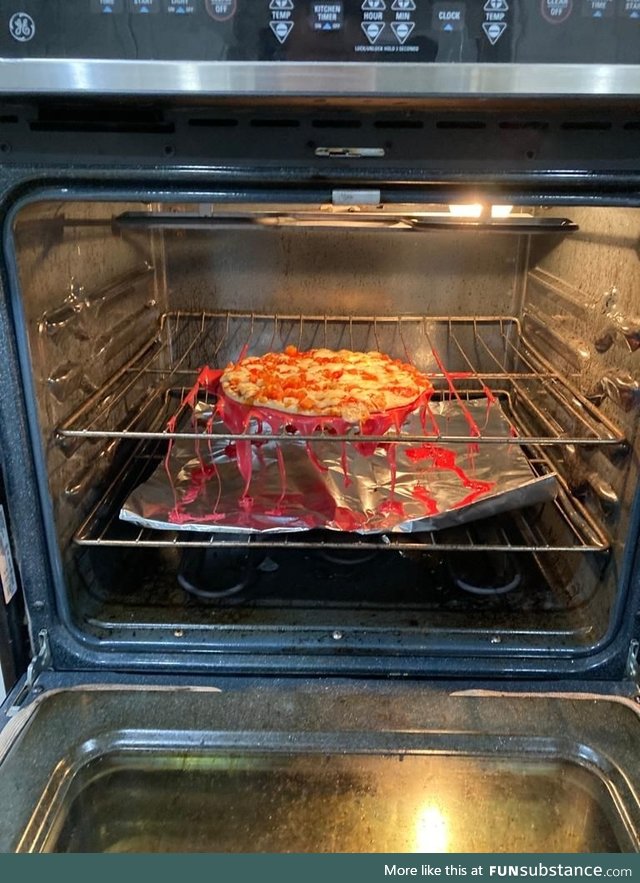 My younger brother, who moves out in 2 weeks, tried to make a pizza