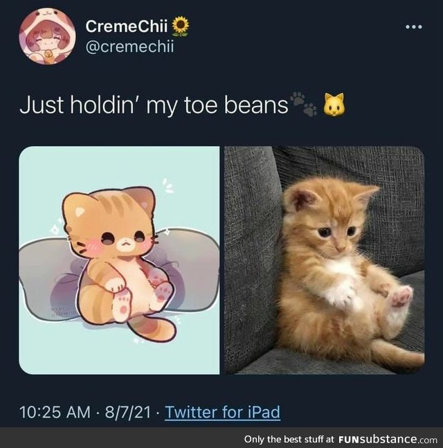 Holdin' toe beans