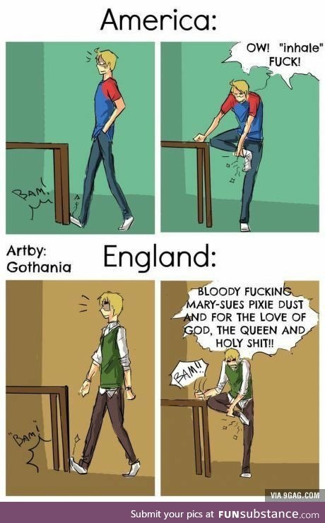 America vs England on the stubbing of toes