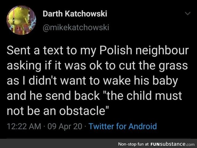 The child must not be an obstacle