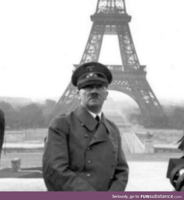 Hitler asks Eva Braun to take a pic for his Instagram page while vacationing in Paris,