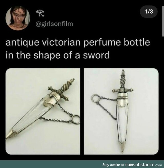 Antique Victorian perfume bottle shaped like a sword