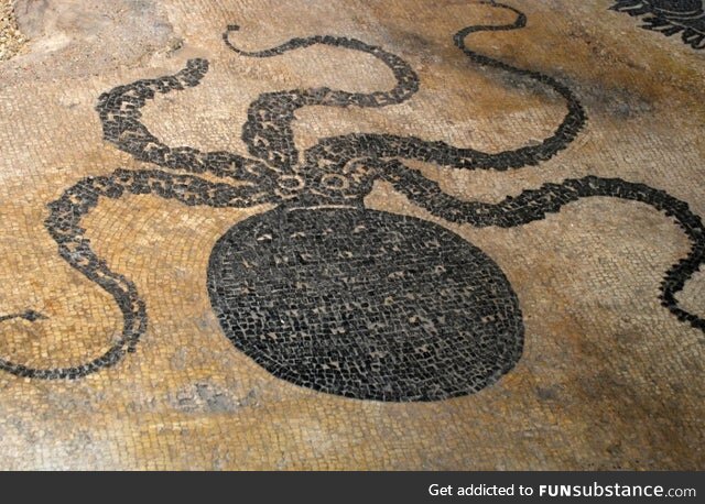 Ancient Octopus Mosaic in a Roman Bath