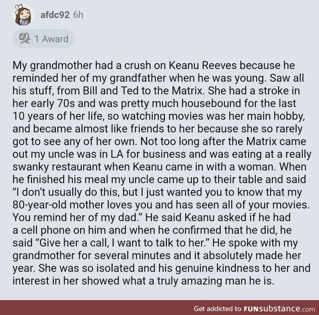 Keanu Reeves being wholesome again