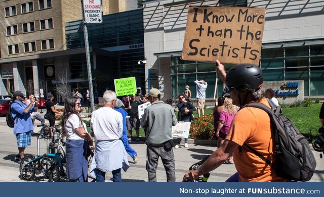 Anti-vaxxers protesting outside a Toronto hospital