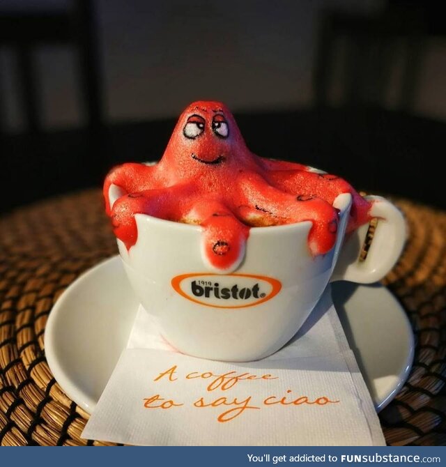 Coffee Art #43 - Red Octo