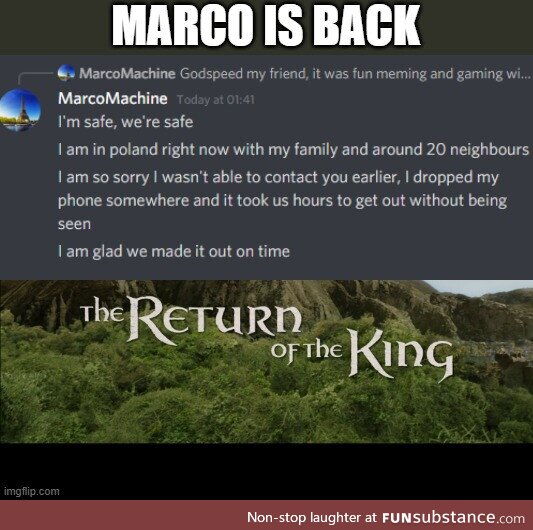Remember Marco? Well he is back and he is safe!!