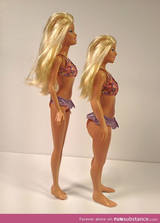 Barbie doll vs. 3D-printed replica based on average 19 year old girl from the US