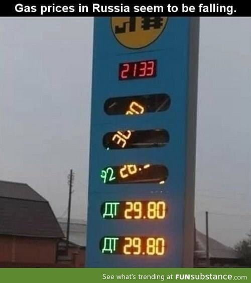 Gas prices falling in Russia