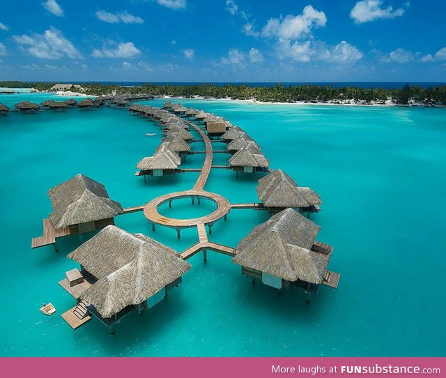 This is what the four seasons hotel looks like in Bora Bora