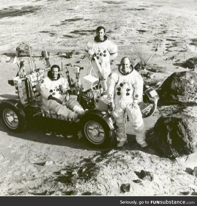 Apollo 11 pose for picture on a warm day without helmets, 1969