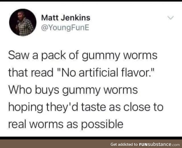 Made with natural flavours of worm