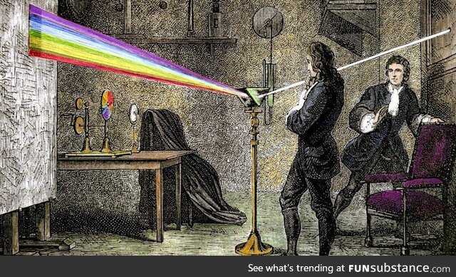 Isaac Newton discovers pink floyd