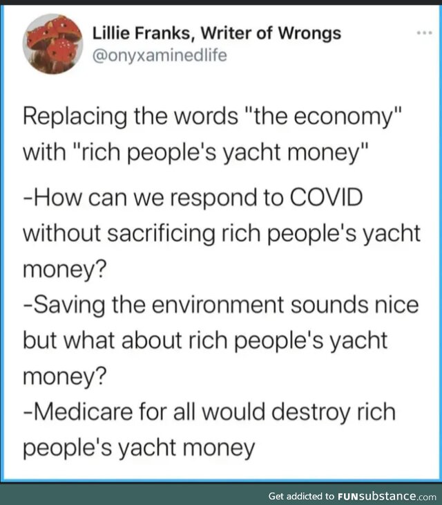 Fortunately the inflation doesn't affect rich people's yacht money.