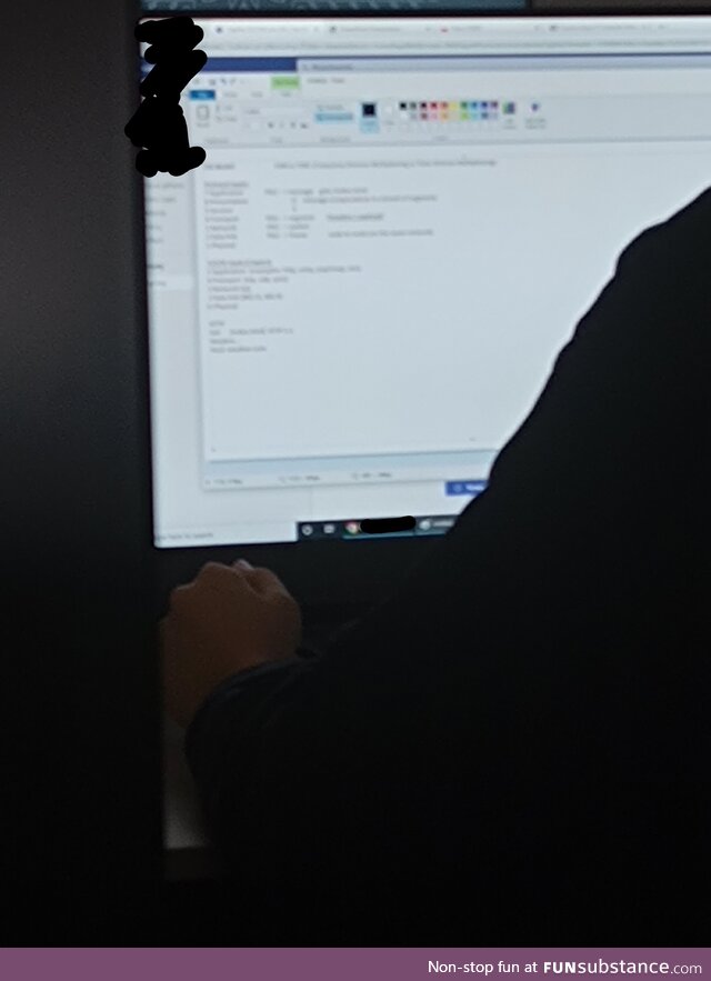 IT classes, the guy in front of me is taking notes in Paint.Exe