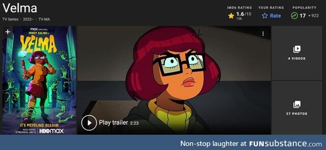 She doesn't look pleased with that rating