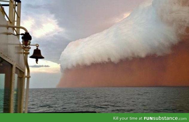 Photo of a sandstorm over the Indian Ocean