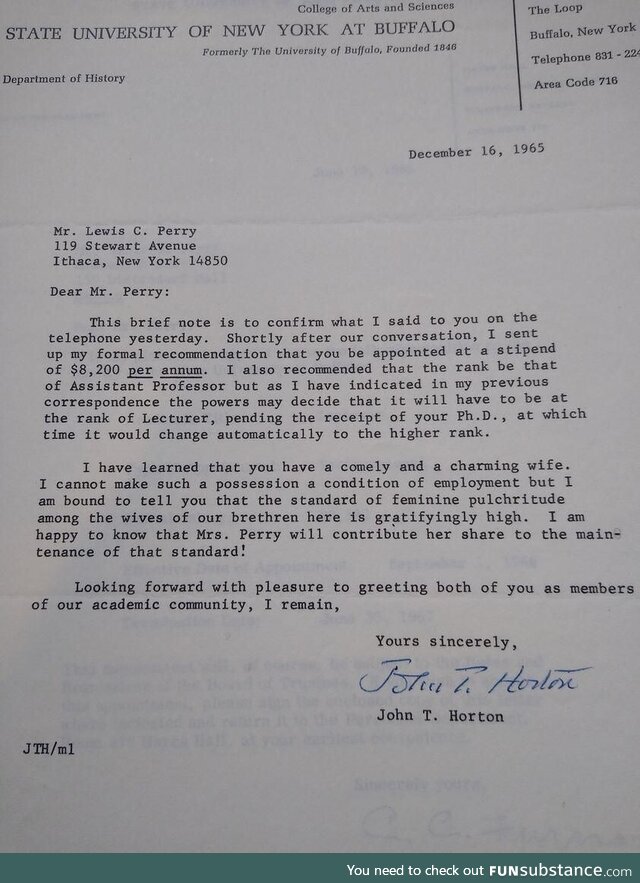 This job acceptance letter would be unimaginable today