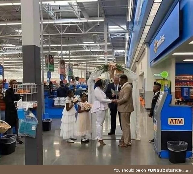 Have you ever loved Walmart so much that you had your literal wedding there? No? Well,
