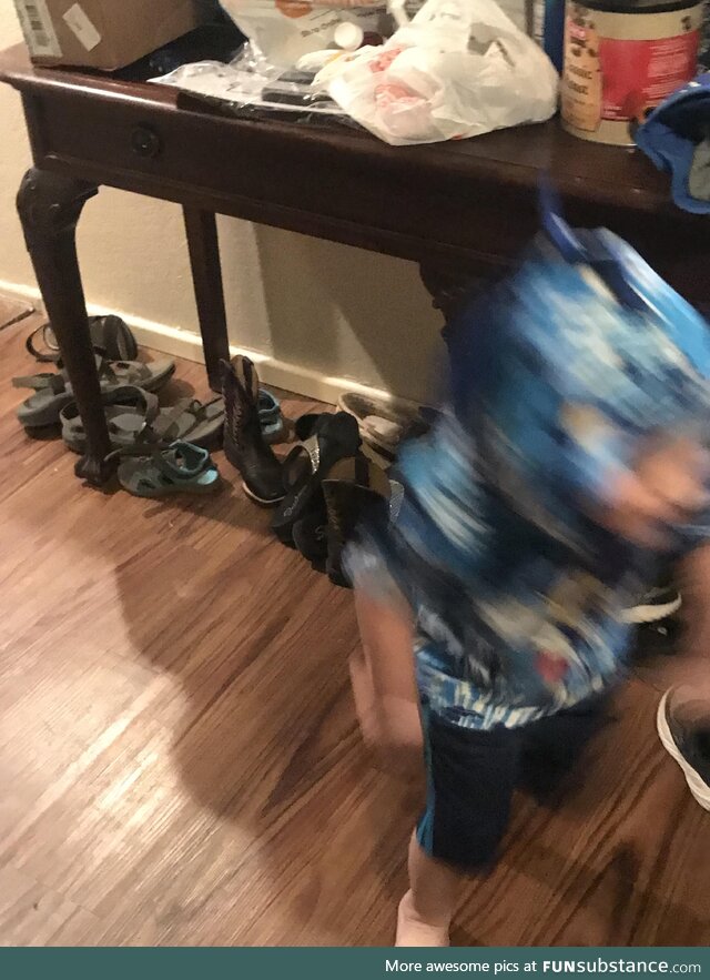 My son got a Sonic the Hedgehog set of clothes. Here’s the only pic I could get