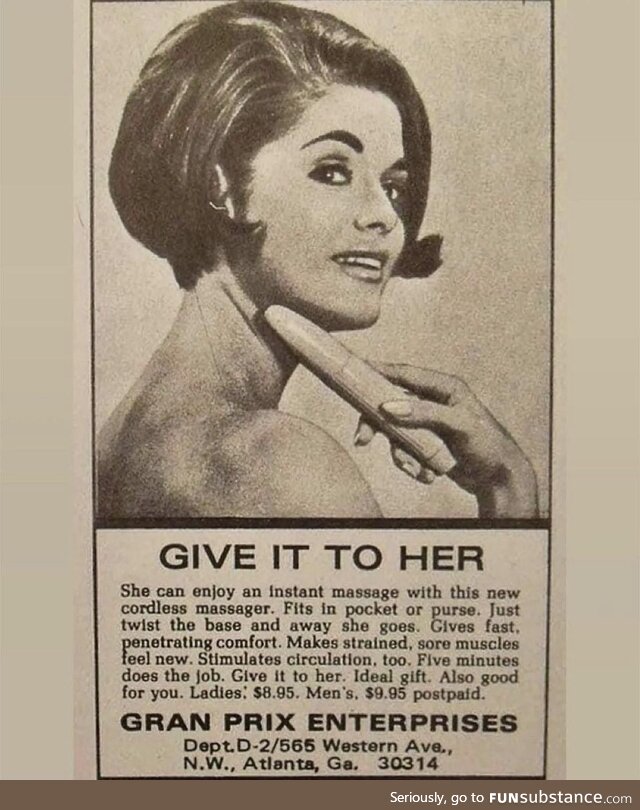 Advertisement for a massager, 1960