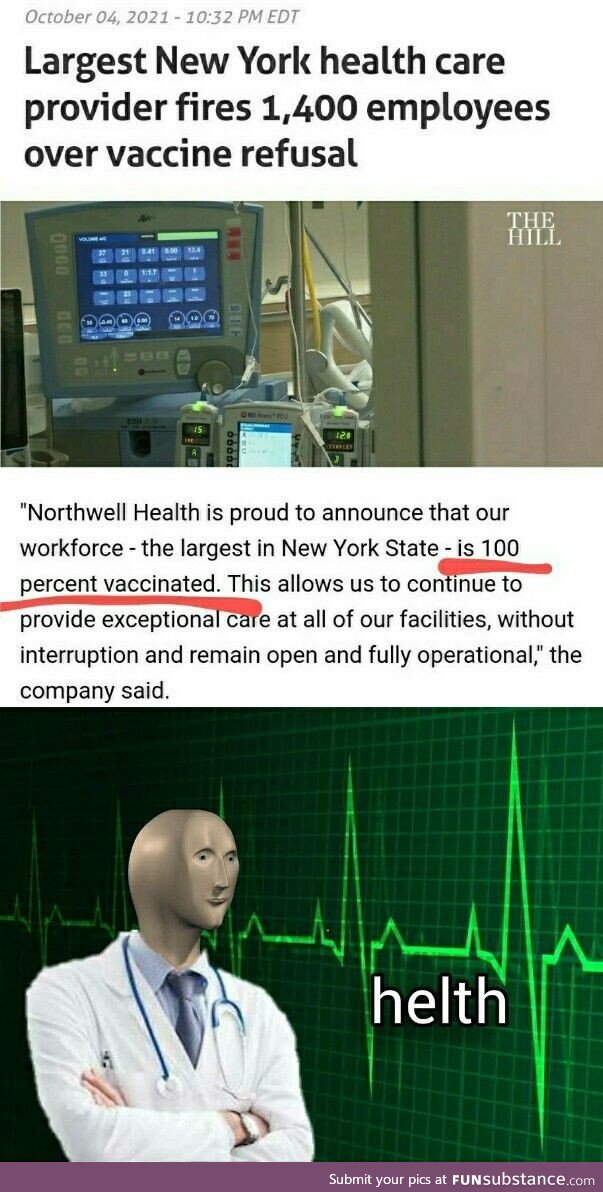 Fires 1400, brags about 100% vaccination