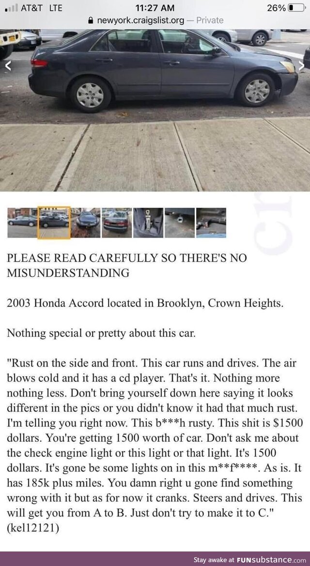 Most honest car advertisement