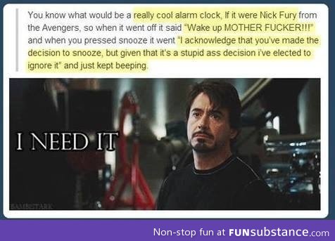 Nick Fury alarm clock idea