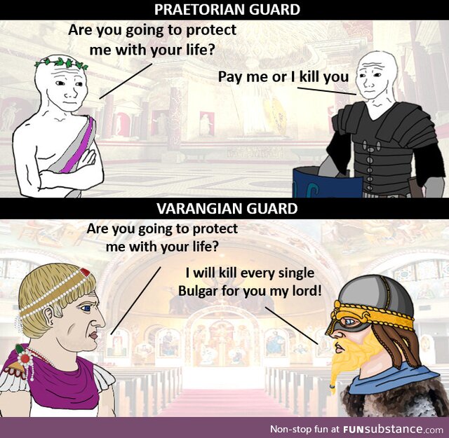 Virgin Praetorians guards vs Chad Varangian guards