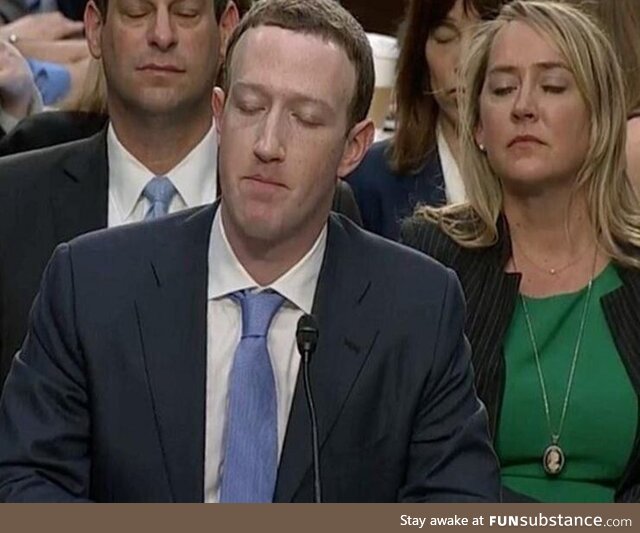 Facebook founder Mark Zuckerberg consulting his hive mind through telepathy