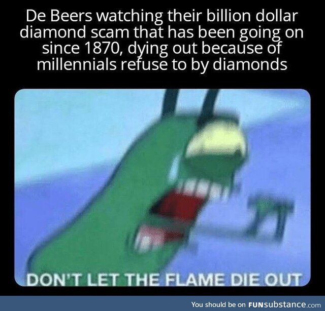 Diamonds are not rare and young people don't by them
