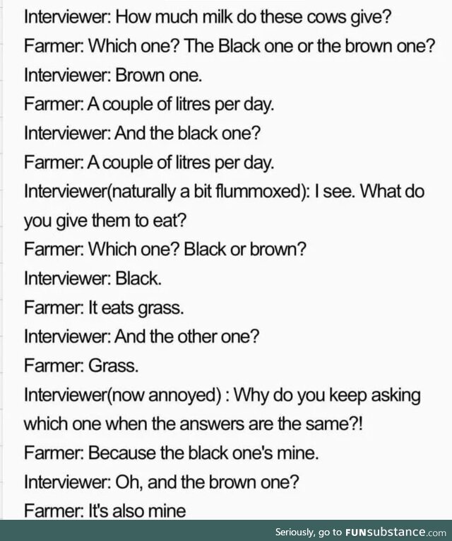 Talking to a farmer be like