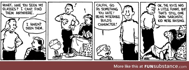 Calvin & hobbes - calvin impersonates his father
