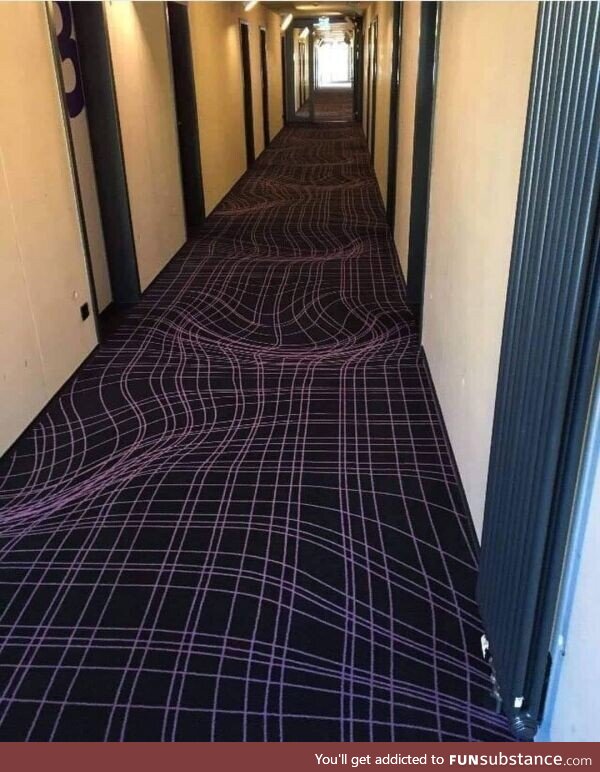 A hotel in Germany used 3D carpets to prevent guests from running in the Passage