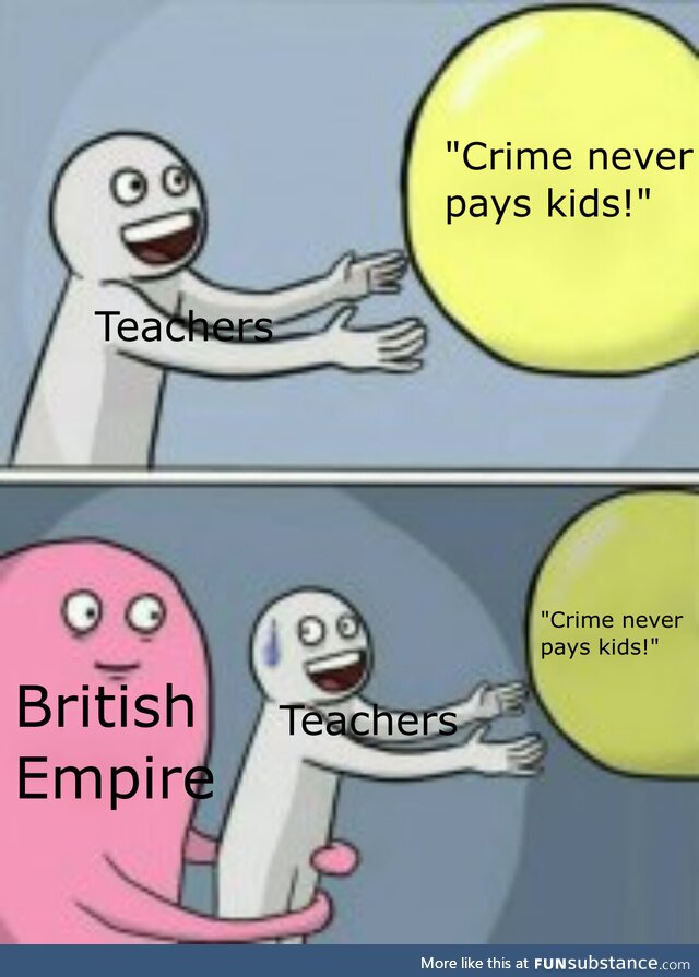 Ah yes the Opium war. The time when the British resorted to "trading" drugs for