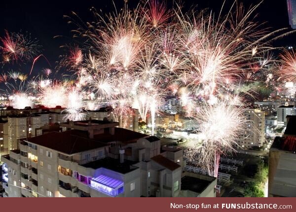 15 minutes of fireworks in a residential neighbourhood