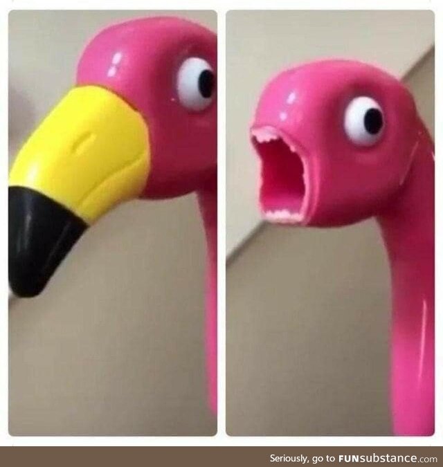A lawn flamingo without its beak is a spooked worm
