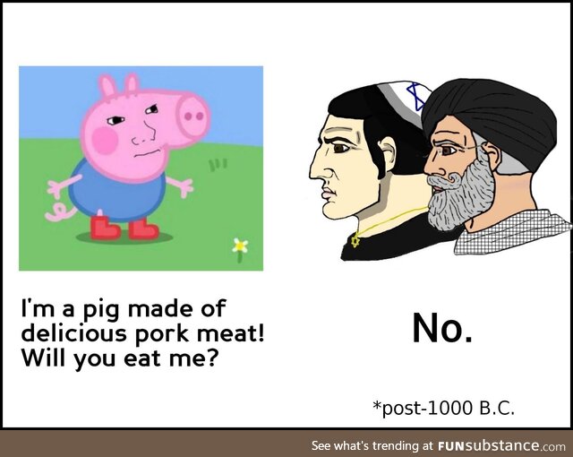 The pork taboo actually predates the Old Testament and the Qur’an; Pig livestock in the