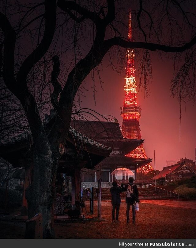 [OC] Tokyo Tower in the rain
