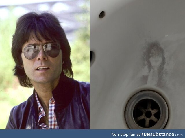 80s Cliff Richard found in work kitchen sink. Thinking it's a sign