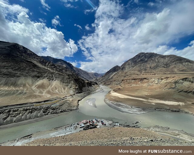 In love with Leh. Confluence of Indus (Left) & Zanskar (Right) rivers