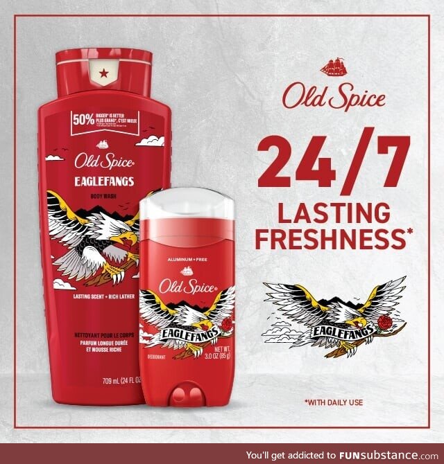 Old Spice Eaglefangs Deodorant and Body Wash. Is it a bird? Is it a fang? No one knows